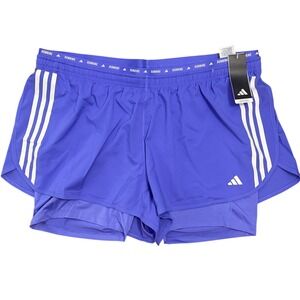 Adidas Women Running Carrera Semi Cobalt Blue 3X 2in1 Shorts AEROREADY Active